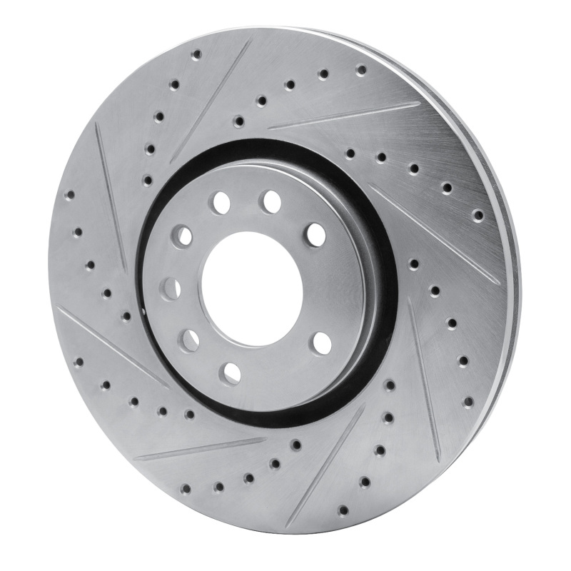 Cadillac BLS Brake Rotor (1) - Front Left - R1 Concepts - Drilled & Slotted - Silver - `03-`11